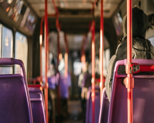 Commuting on a bus in the city